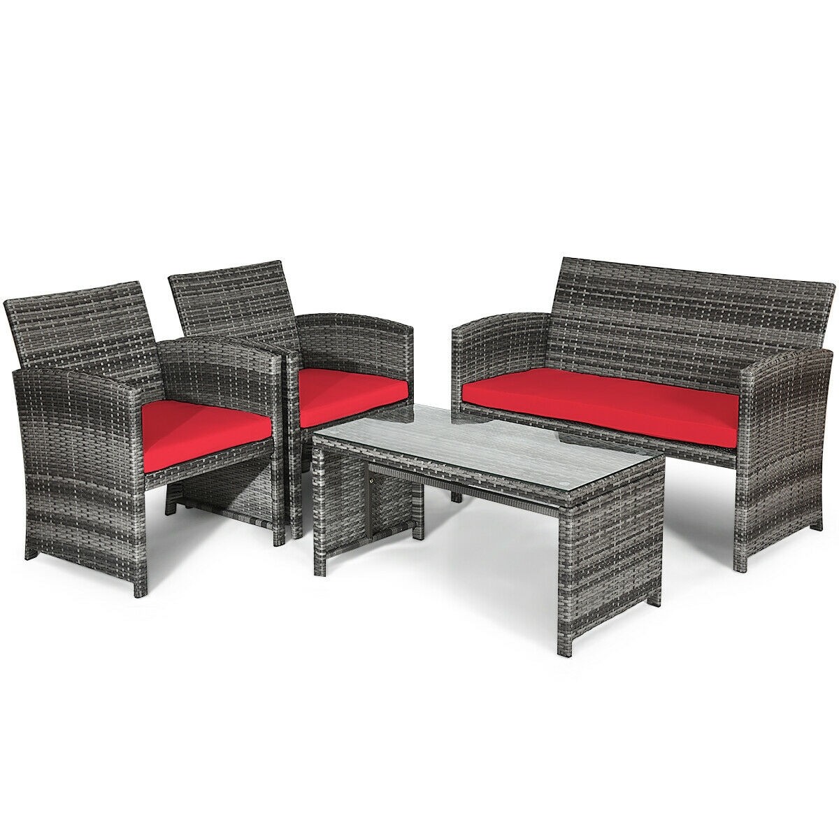 4PCS Patio Rattan Furniture Set