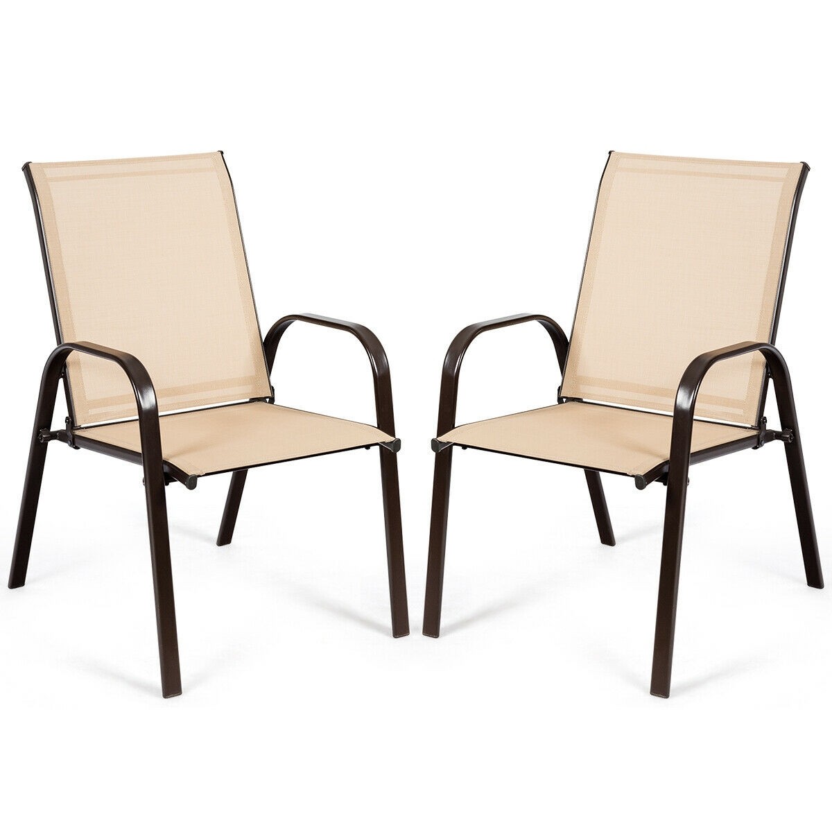 2 Pcs Outdoor Dining Chair with Armrest