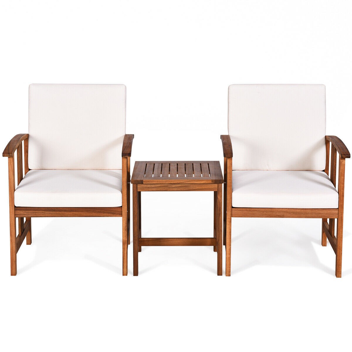 3PC Solid Wood Outdoor Patio Sofa Set