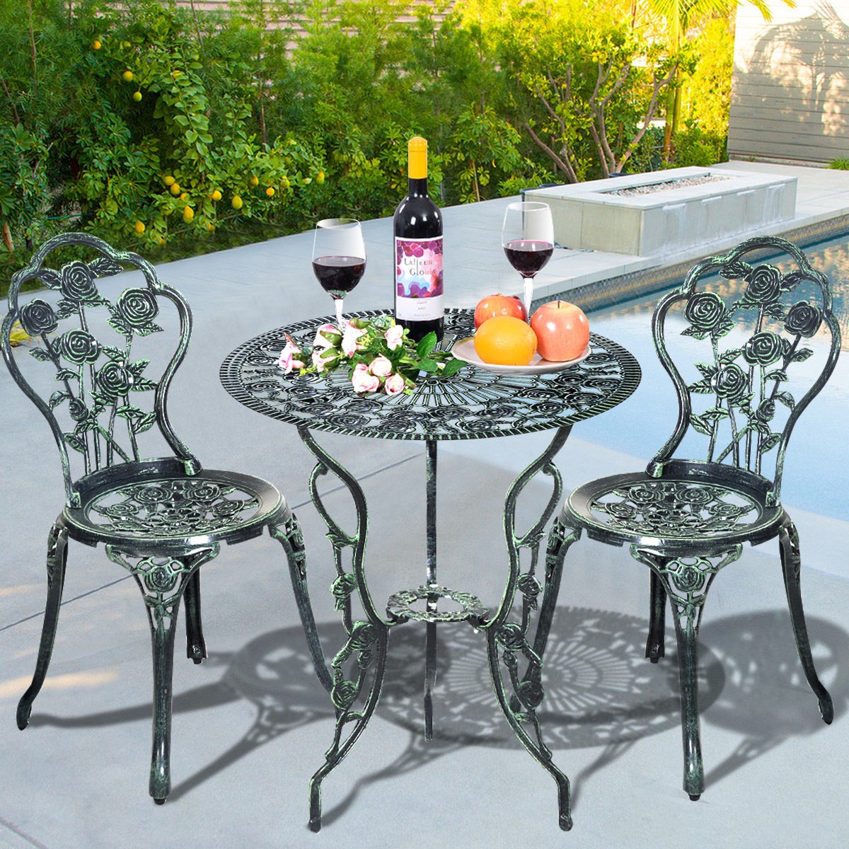 Cast Aluminum Bar Rose Furniture Set