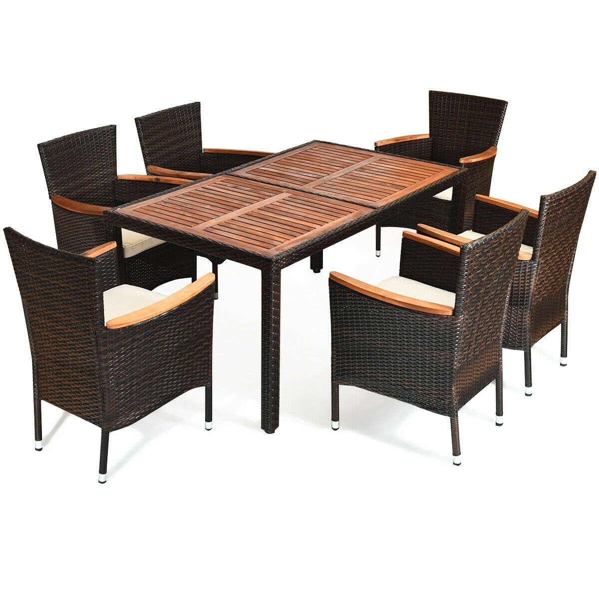 7 Pcs Garden Dining Set with Cushions