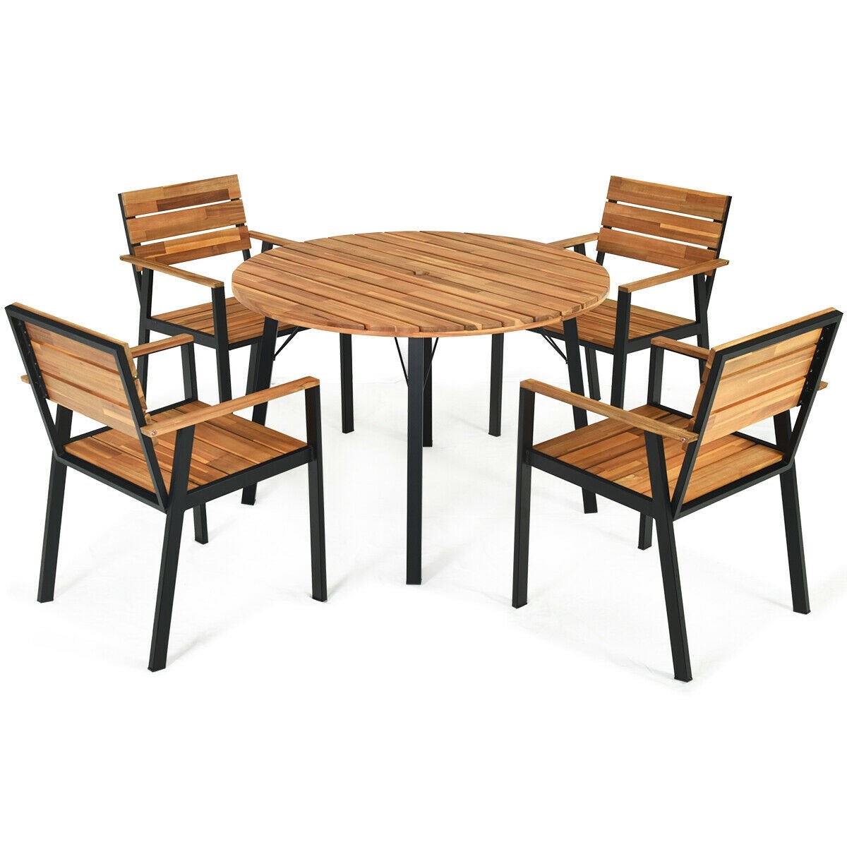 5 Pcs Patio Dining Chair Set with Umbrella Hole