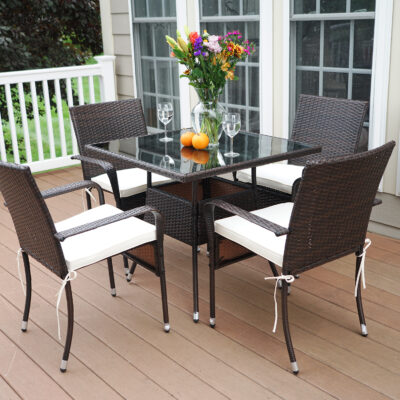 5pcs table and chairs set at deck